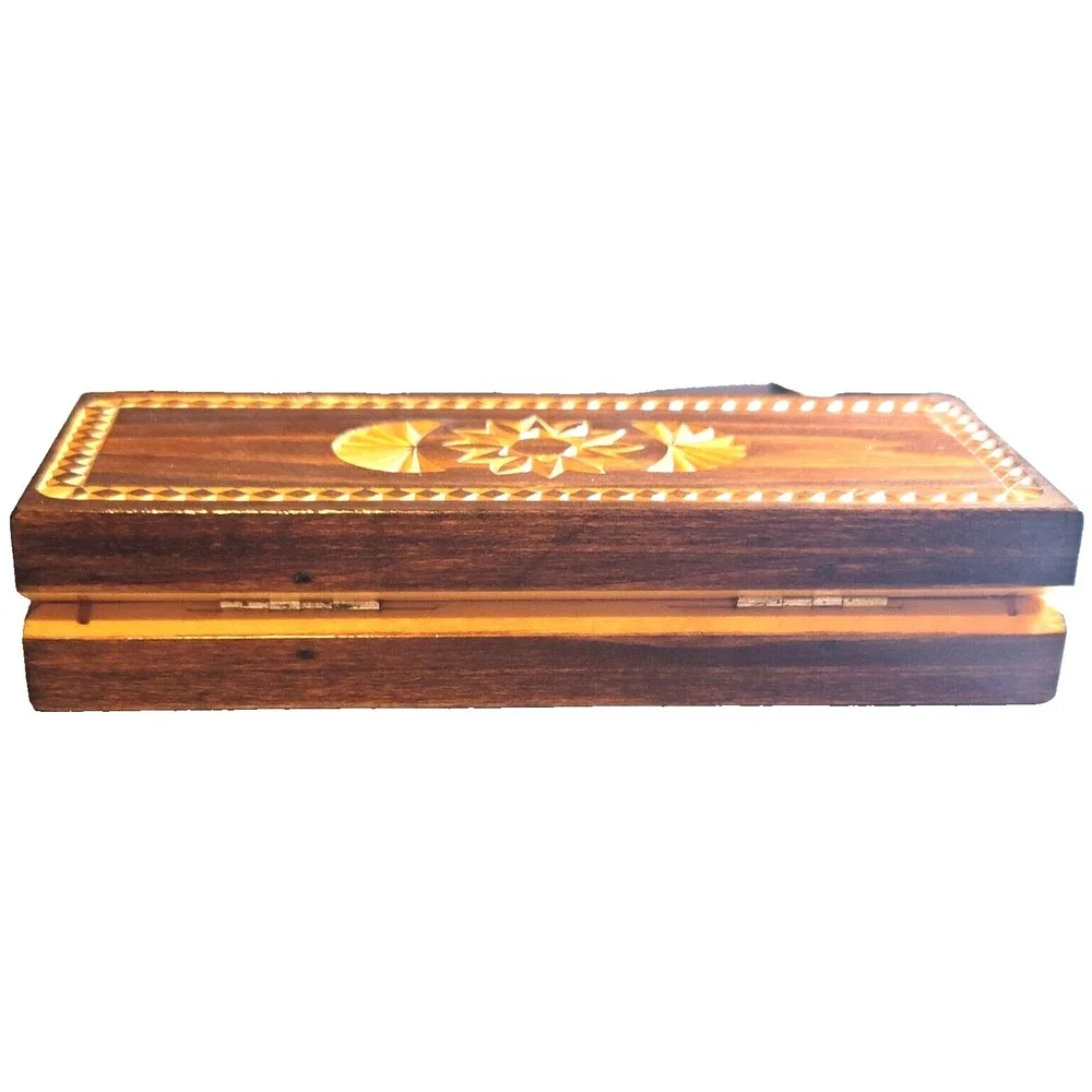 Hand Made Wooden Chip Art 2 Pen Box 6 5/8